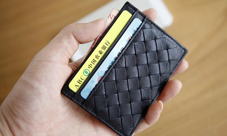 Мужские тканые держатели для карт из натуральной кожи ручной работы | Багаж и