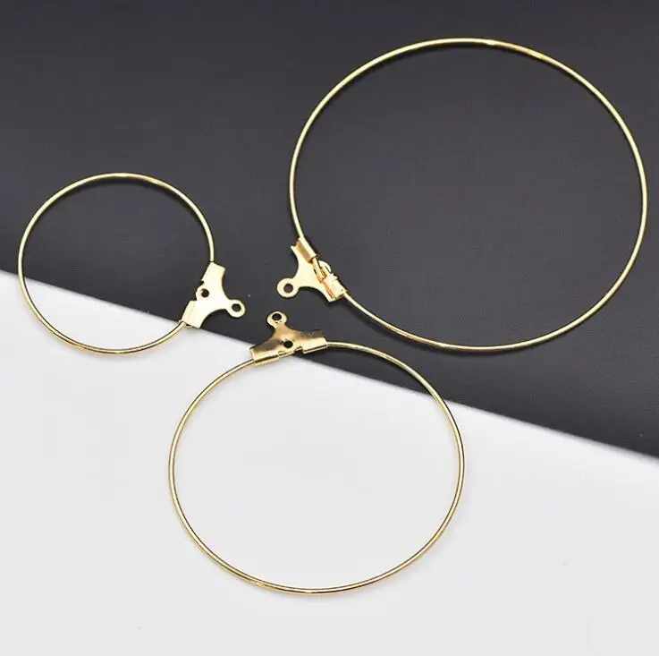 30mm--gold Горячие 20 шт 30 мм 40 мм круглые с висящими большие серьги кольца для женщин классические Diy серьги аксессуары для ювелирных изделий - Окраска металла: 30mm--gold