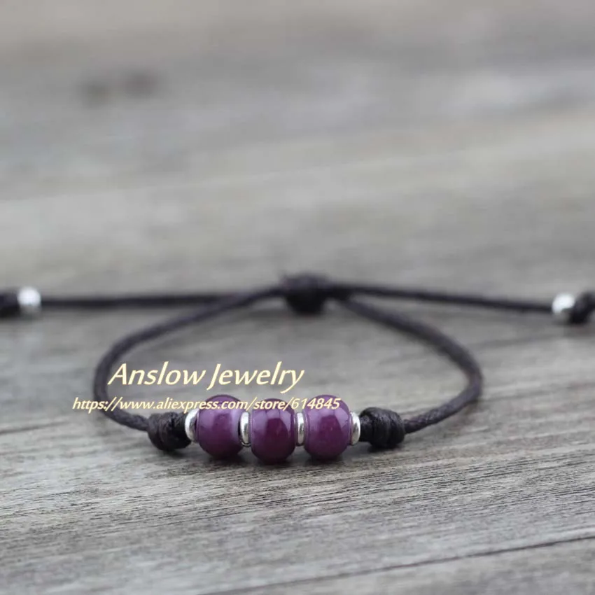 purple Anslow Горячая сладкий корейский ручной работы DIY Шарм Bijoux кожаный браслет для женщин браслеты дружбы подарок на день матери LOW0493LB - Окраска металла: purple