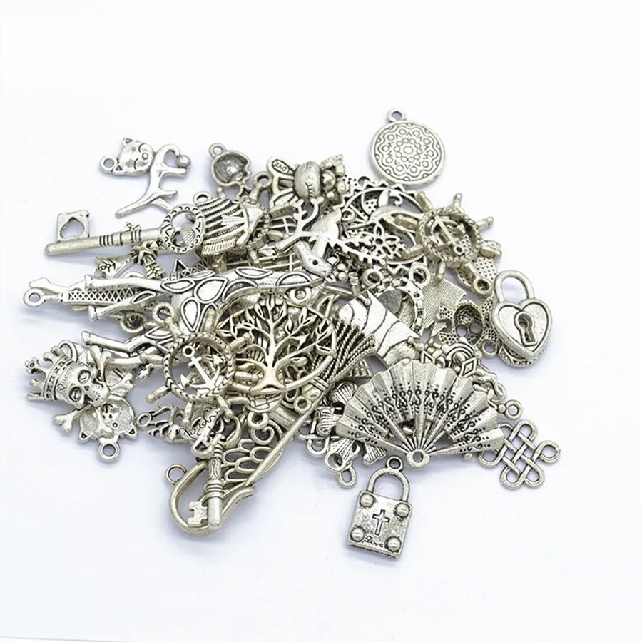 50g/lot Multiple Styles Diy Jewelry Making Silver Alloy Cabochon Gold Fndings Skull Pandant Accessories 30 | Украшения и