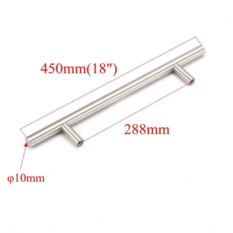 10mm x 18 inch Нержавеющая сталь дверца кухонного шкафа T Бар Ручка тяга ручка для шкафа мебельная Ручка Шкаф Ручка ящика 50 мм-500 мм - Цвет: 10mm x 18 inch