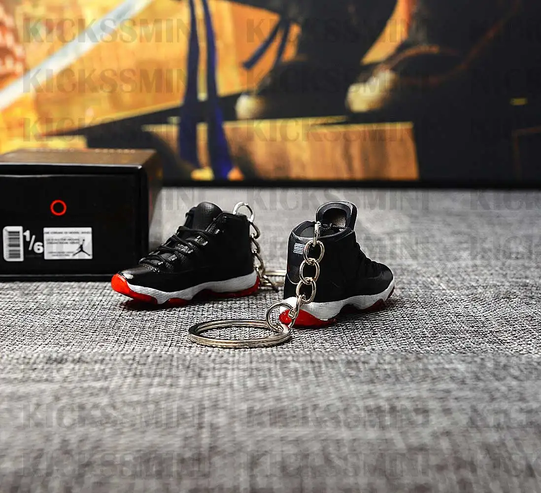 Дропшиппинг AJ 11 BRED кроссовки брелки 1/6 масштаб 3D мини-кроссовки JORDAN Брелок Кукла аксессуар
