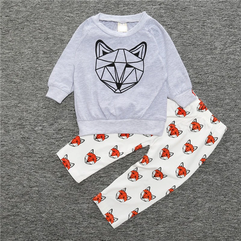 Осенняя одежда для детей с мультипликационным принтом Лиса хлопковые унисекс