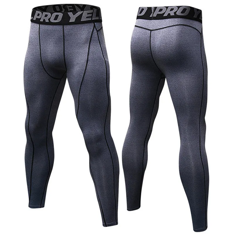 Gray-Black Line Мужские спортивные штаны Outto, леггинсы для бега, фитнеса, компрессионная одежда# B1060 - Цвет: Gray-Black Line