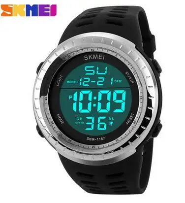 Silver Skmei Роскошные Брендовые мужские спортивные часы для дайвинга 50 м цифровые светодиодные армейские часы мужские модные повседневные электронные наручные часы Мужские часы - Цвет: Silver