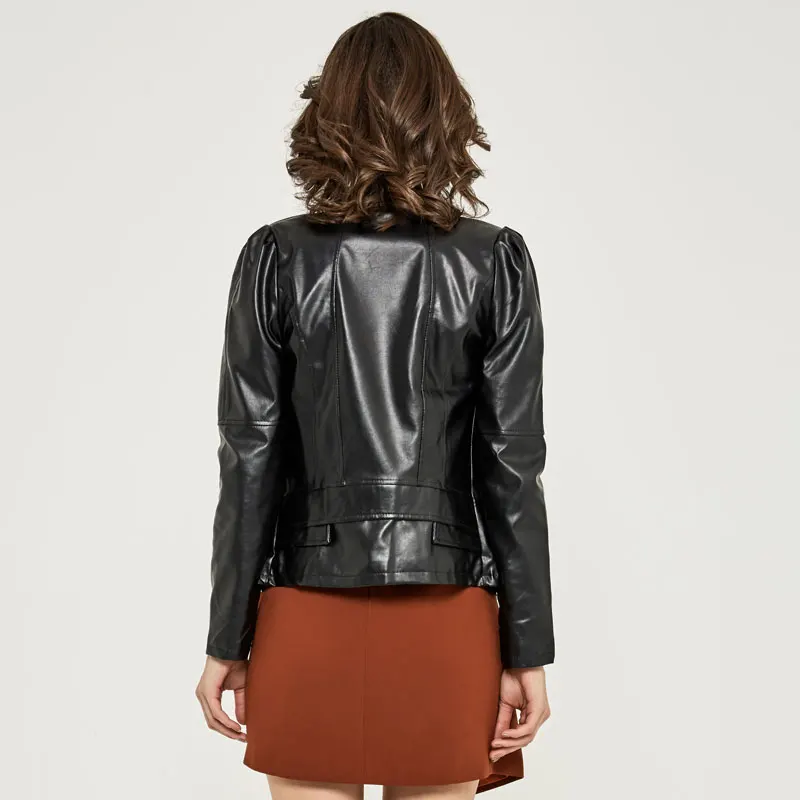 Chaquetas Mujer 2018 Turn-down Collar PU Women Pockets Jacket Full Sleeve Short Style Slim Fashion Coats WWJ491 | Женская одежда