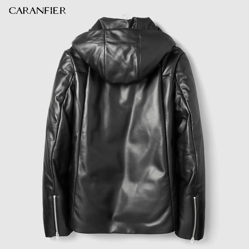 Мужские куртки с капюшоном CARANFIER черная Повседневная мотоциклетная куртка из