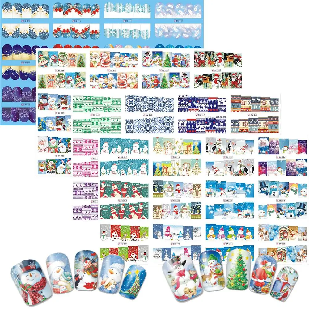 48 шт./компл. Рождество Снеговик Дизайн слайдер переводная Вода ногтей наклейки