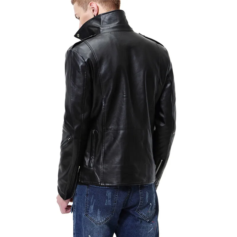 

2018 Autumn new Large size Leather clothing Europe and the United States trend Men's Washing Machine Leather jacket PU jacket
