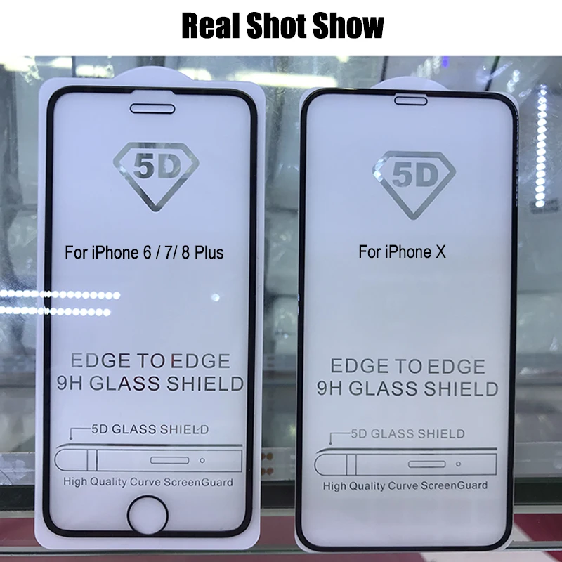 LuckGuard For iPhone X Tempered Glass 5D Full Cover Front 9H Screen Protector 6 6s 7 8 Plus iphone Film | Мобильные телефоны и