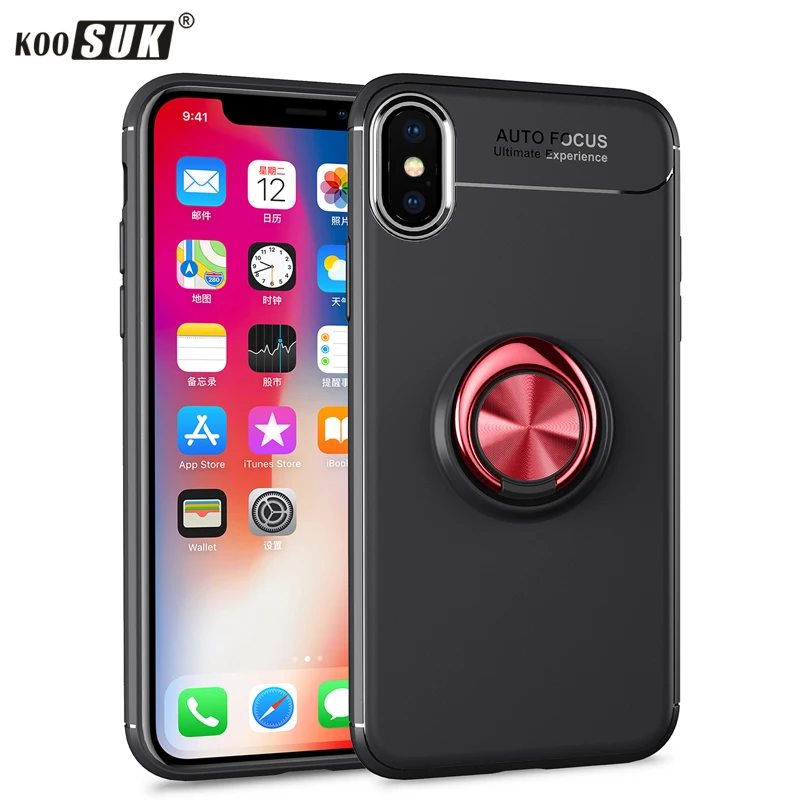 Мягкий силиконовый чехол из ТПУ для iPhone X Xs Max автомобильный держатель с кольцом