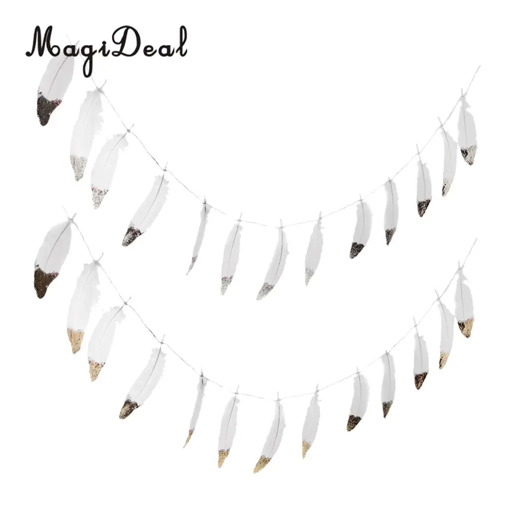 2 шт. Декоративная гирлянда с белыми перьями в стиле бохо | Дом и сад