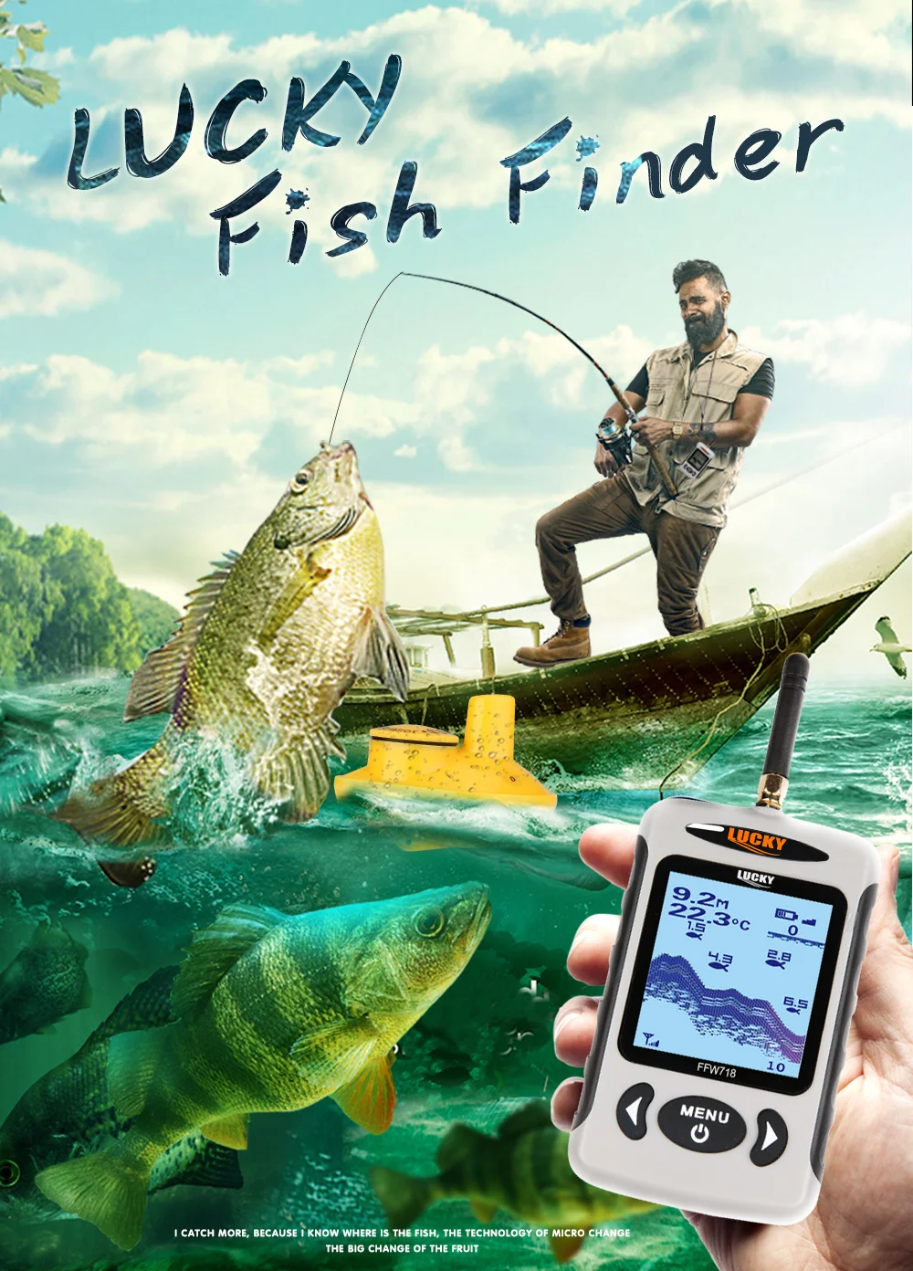 Lucky sonar рыболокатор finderfish ffw718 эхо эхолоты сенсор findfish для льда водонепроницаемый рыболовный более глубокий эхолот рыболокатор приманка