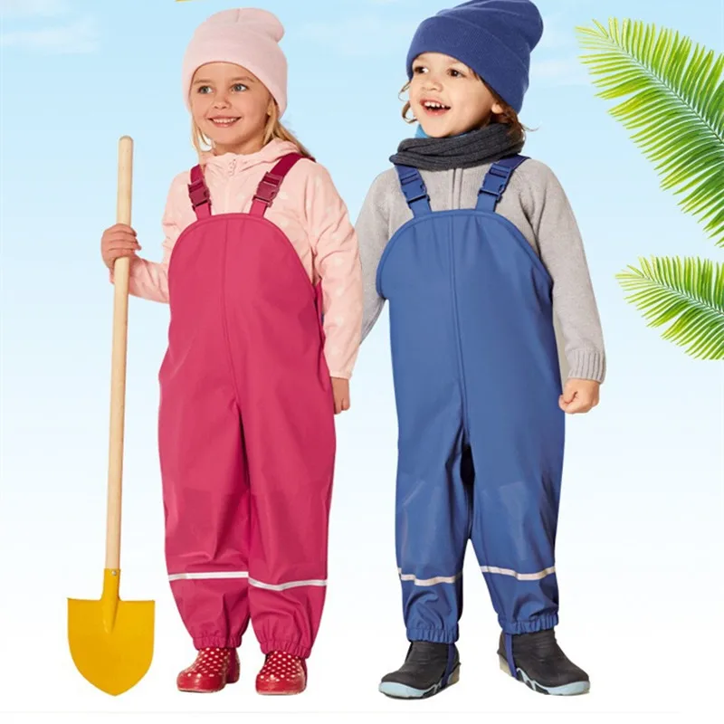 Детские штаны из ПУ непромокаемые для катания на лыжах мальчиков и девочек|Плащи|