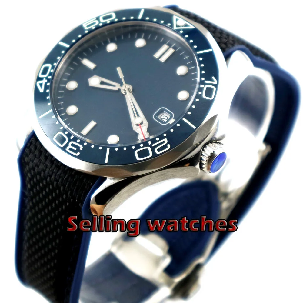

41mm bliger Blue sterile dial Luminous blue ceramic bezel Sapphire Glass Automatic Wristwatches date Mechanical mens watch