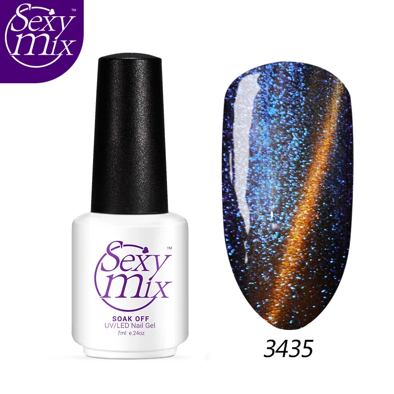 3435 Sexymix замочить от Хамелеон для использования с магнитом гель лак для ногтей 12 цветов кошачий глаз эффект гель Лаки 7 мл стойкий маникюр гель лак - Цвет: 3435