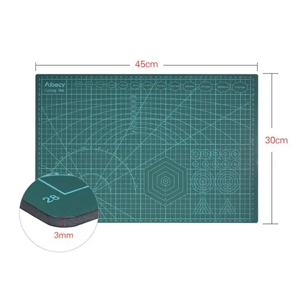 Aibecy A3 коврик для резки ПВХ лоскутные инструменты ручной инструмент DIY разделочная доска доступна самовосhealing вающаяся режущая площадка 30 см* 45 см* 3 мм зеленый - Цвет: A3 Cutting Mat