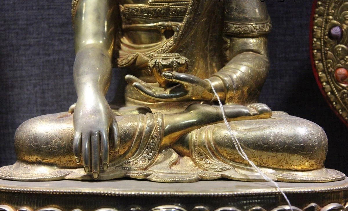 21 China Buddhism Copper 24K Gold Gilt RuLai Sakyamuni shakyamuni buddha Statue | Дом и сад