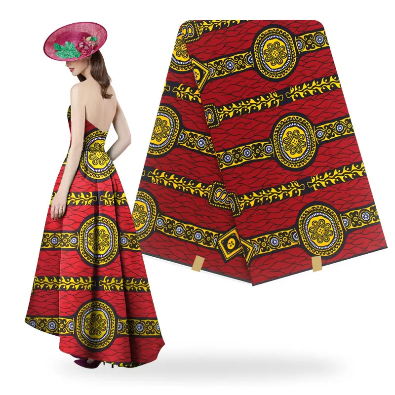

Red and black flower style Abrasion-Resistant Nigeria veritable real wax cottonafrican printed fabric H1906