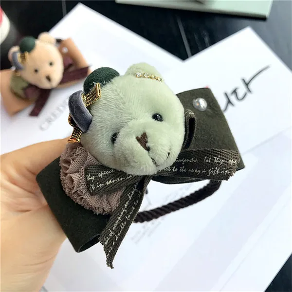 Корейский бантик для головы ручной работы с мультяшным медведем, бантик для взрослых и женщин, эластичная повязка для волос, аксессуары для головы, осенняя Winter-YHAWEHB041C5 - Цвет: 3
