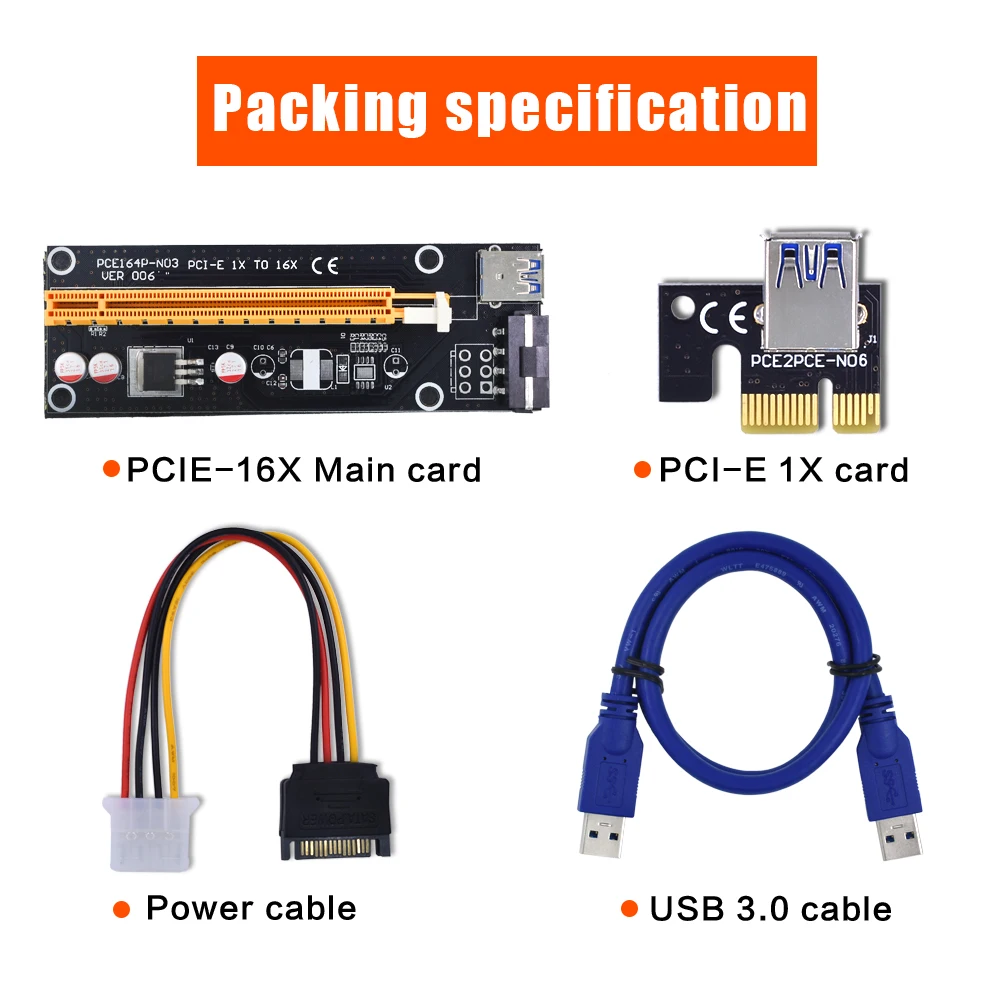 TISHRIC горячая Распродажа PCI-E расширитель PCI Express Riser Card 1x до 16x60 см синий USB 3 0 кабель