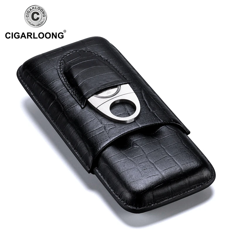 COHIBA Черный крокодиловый кожаный чехол для сигар хьюмидор 3 трубки портативный