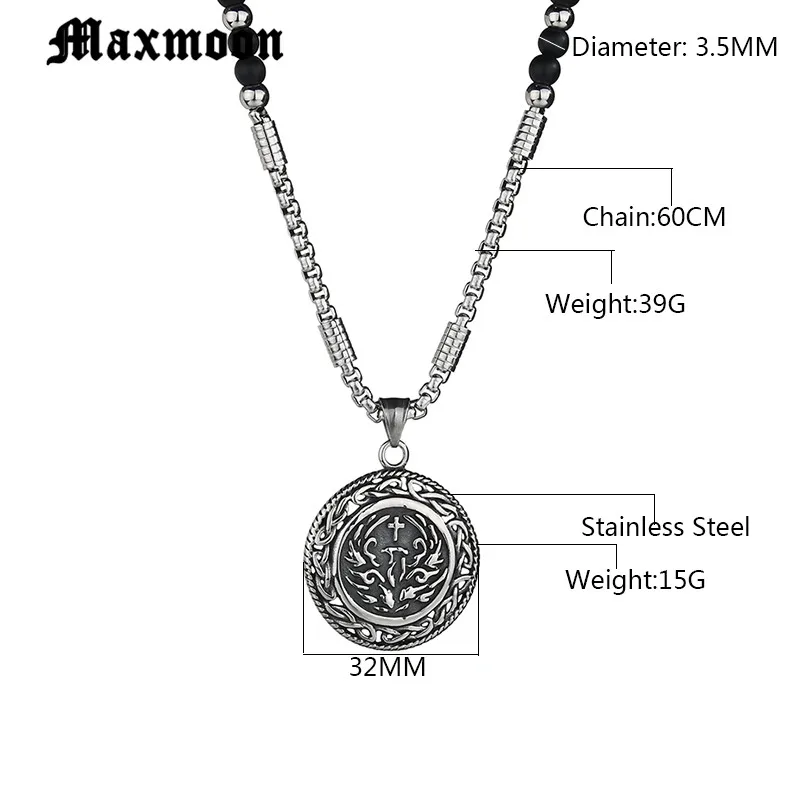Maxmoon круглые крестовые подвески и бусы ожерелья серебряного цвета из нержавеющей