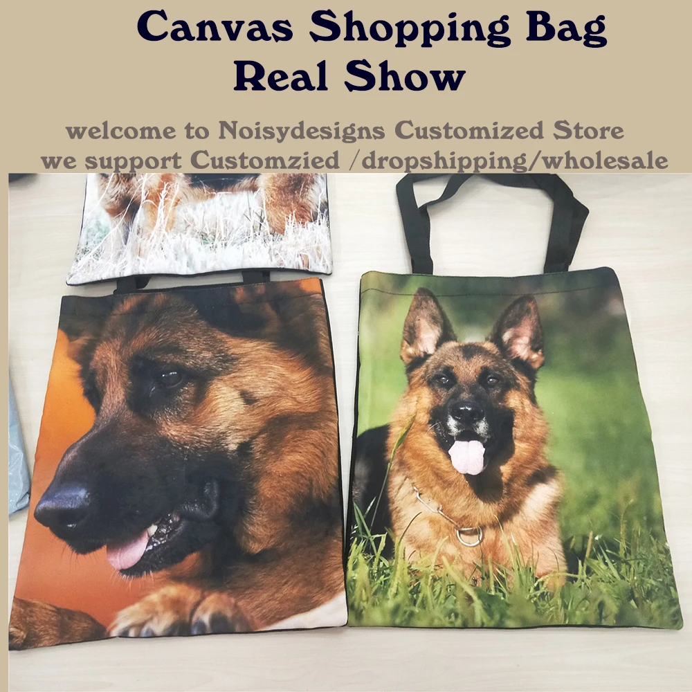 

Origami German Shepherd Dog Prints Ladies Handbags Cloth Canvas Tote Shopping Bags Women Eco Reusable Grils bolso de mano lujo