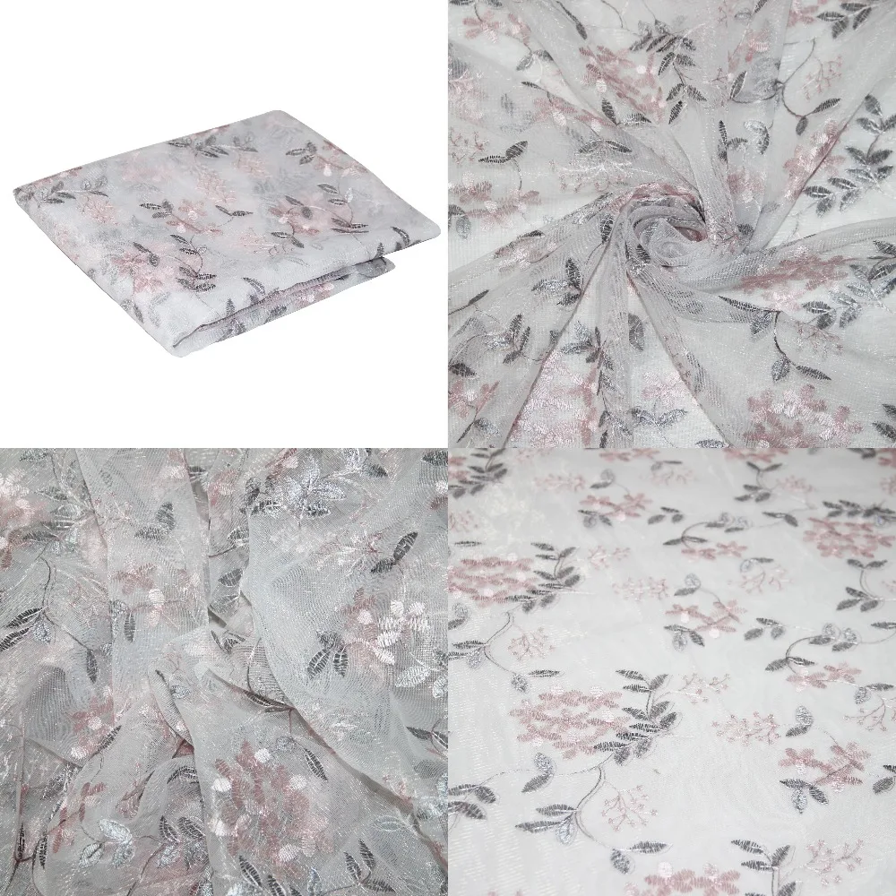 Тюль с цветочной вышивкой 1 ярд розовая одежда для девочек женское платье