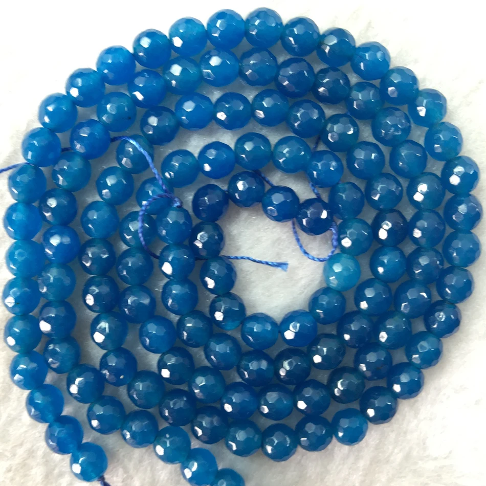 

Hot sale Lapis lazuli blue chalcedony jades 4mm 6mm 8mm 10mm 12mm faceted round loose beads jewelry making findings 15inch GE811