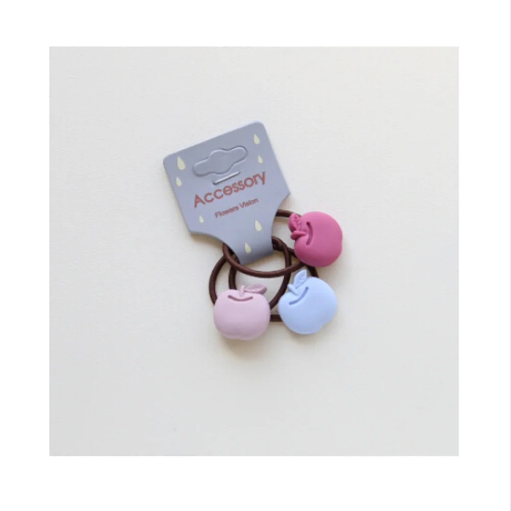 3 шт. Детские эластичные ленты для волос с яблочным смайликом аксессуары девочек |