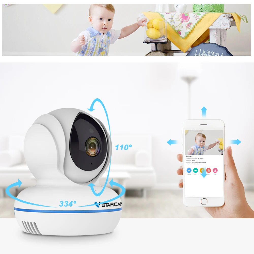 Vstarcam Радионяня Камера 4 МП Full HD WiFi Romete BeBe Baba электронная няня ночное видение