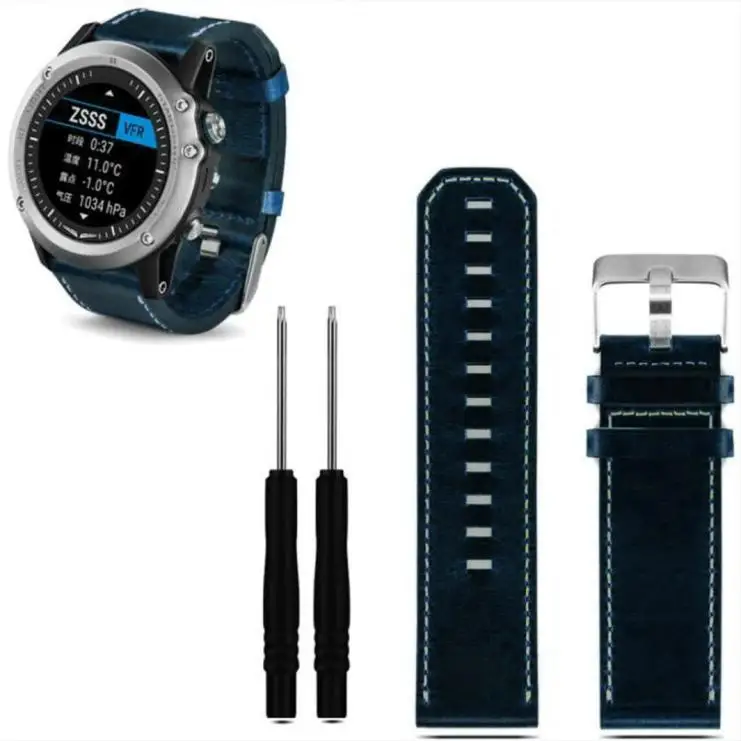 Ремешок из натуральной кожи для часов Garmin Fenix 3/HR 5X 26 мм сменный ремешок с