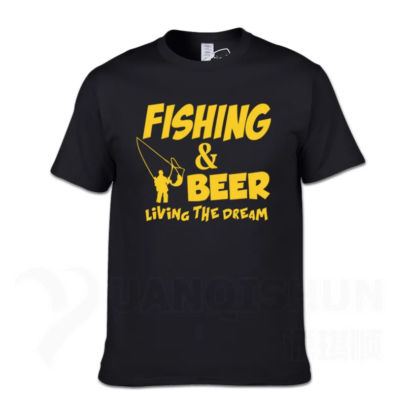 Black 2 Футболка с надписью «Fishings» и надписью «Fishinger Beer Fish Live The Dream», футболка с надписью «Sporter Flying Fresh Fun Gift», футболки - Цвет: Black 2