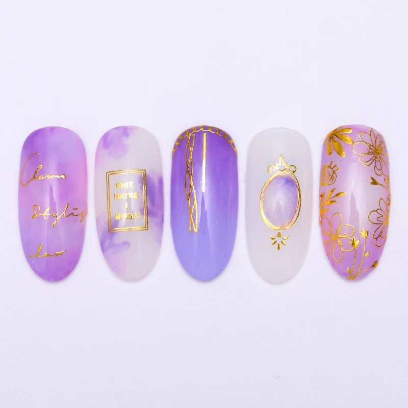 Стикеры 3D на ногти Nail Art, Черное золото, геометрические буквы алфавита, цветочные узоры, клейкие переводные наклейки, декоративная обертка для ногтей