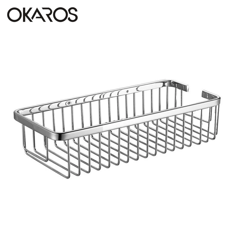 OKAROS30cm 40 см Настенная одноярусная полка для ванной полочки для шампуня корзина для хранения Корзина Стойка SUS304 нержавеющая сталь - Цвет: G600-13-30CM