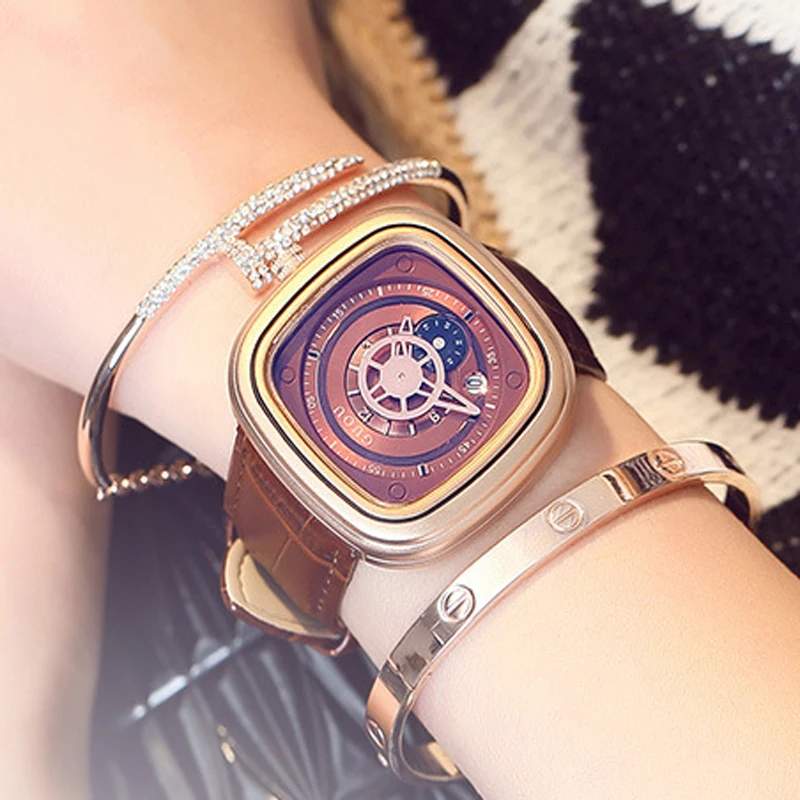 Женские Часы GUOU женские часы бренд Reloj модный браслет из розового золота платье часы с календарем женские часы relogio feminino saat