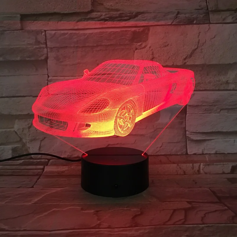 Спортивная гоночная машина 3D лампа рядом с ночным светильник Светодиодная