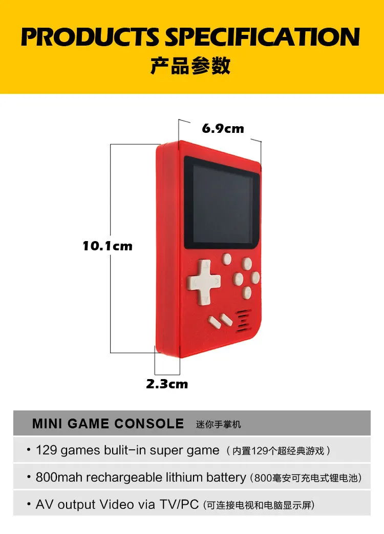 Ретро портативная мини портативная игровая консоль 8-Bit 2,8 В цветном экране встроенные 400 игры детские видео Ручные игры плеер на ТВ