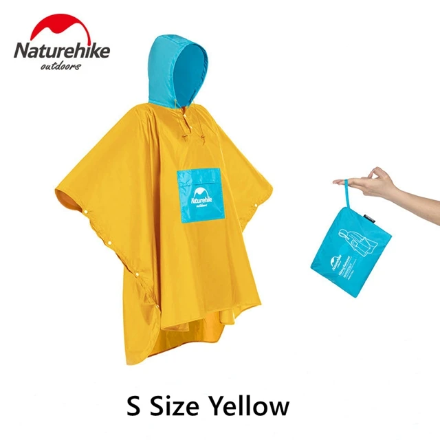 Yellow S Naturehike Плащ дождевик для мужчин и женщин водонепроницаемый дождевик на открытом воздухе путешествия Кемпинг Рыбалка дождевик костюм пончо - Цвет: Yellow S