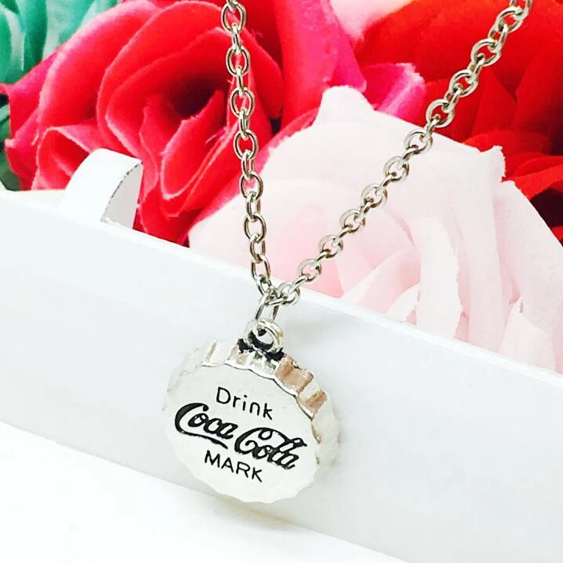 Горячая Распродажа старинное серебро круглая крышка для бутылки ожерелья с