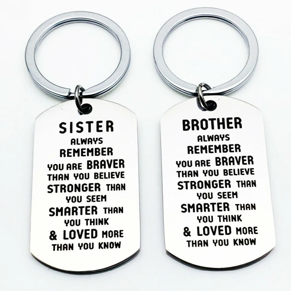 Брелок для ключей из нержавеющей стали брелок Brother Sister Love Подарочный сестер