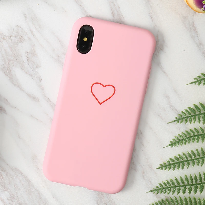 Симпатичные Сердце Любовь Розовый Черный чехол для iPhone X XR XS Макс 5 5S SE 6 S Plus мягкие