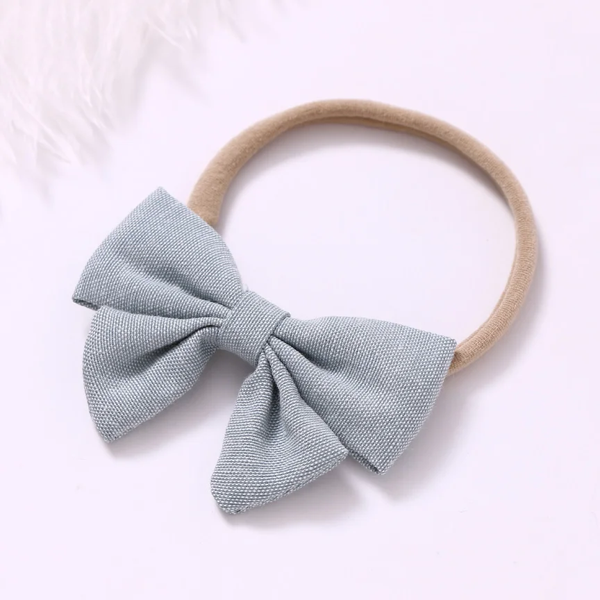 Gray with headband 2 шт./партия, Лен ткань волос бант из нейлона повязки на голову или заколки для волос, моряк лук повязки на голову или заколки девушки аксессуары для волос - Цвет: Gray with headband