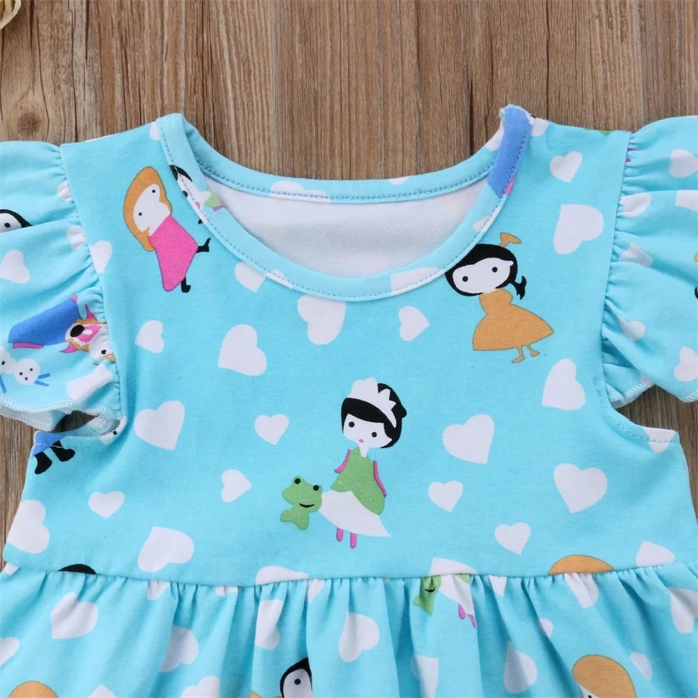 2018 New Summer Infant Kids Baby Girls Animal Flying Sleeve O-Neck Cartoon Dress Outfit Tutu Dresses A-Line Casual Clothes 6M-5Y | Детская