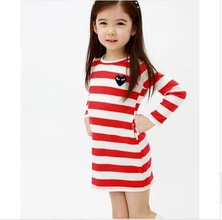 2014 spring autumn children clothing stripe o-neck long-sleeve girl dress princess free shipping | Детская одежда и обувь