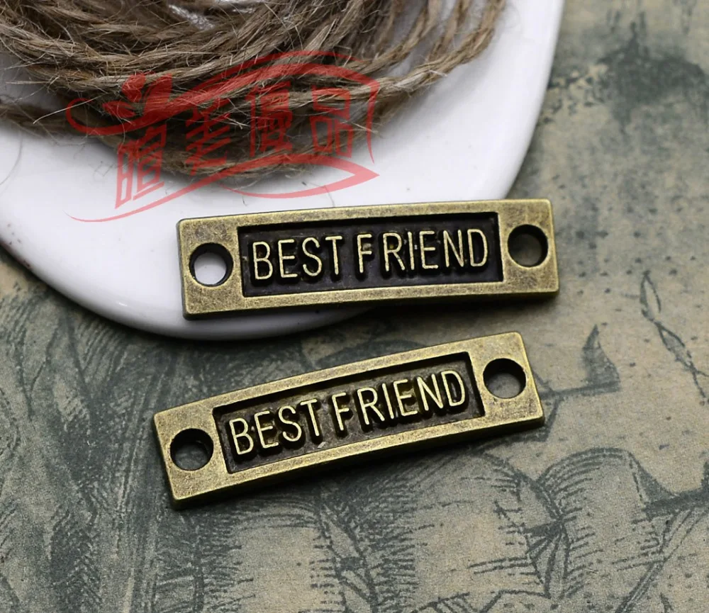 

15pcs/lot--35x9mm, Antique bronze/silver plated best friend connector Charms ,DIY supplies, Jewelry accessories