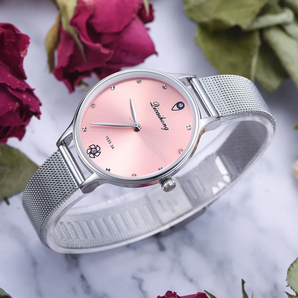 ISHOWTIENDA Роскошные модные женские часы из нержавеющей стали аналоговые кварцевые