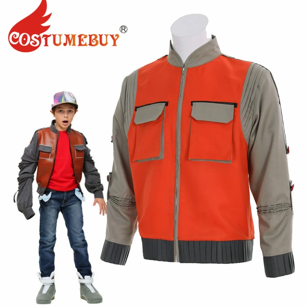 CostumeBuy фильм Назад в будущее Марти Макфлай Оранжевая Куртка Стоимость костюм Взрослый Косплей Костюм Топ L920