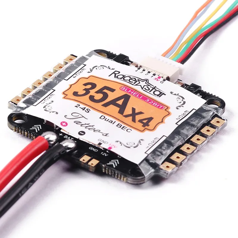 Racerstar Tattoo_S 35A 4 в 1 2-4 S STM32F051/ARM Blheli_32 Dshot1200 готовый двойной BEC FPV гонки ESC для RC модели квадрокоптера часть